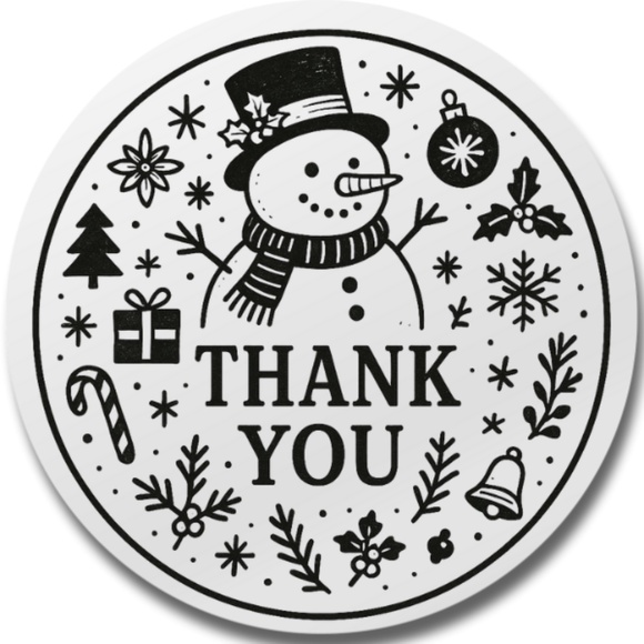 Christmas Gift Packaging Stickers – Snowman Holographic Thank You - Picture 5 of 7